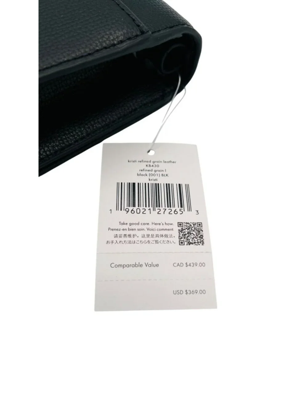 Kate Spade Kristi KB430 Black Refined Grain Leather Flap Crossbody NWT $369